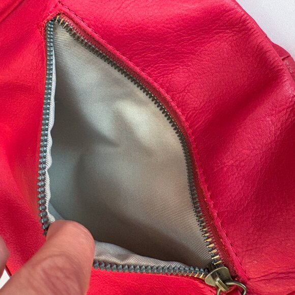 American Leather Co Shoulder Bag Soft Genuine Leather Purse Red - Picture 10 of 11